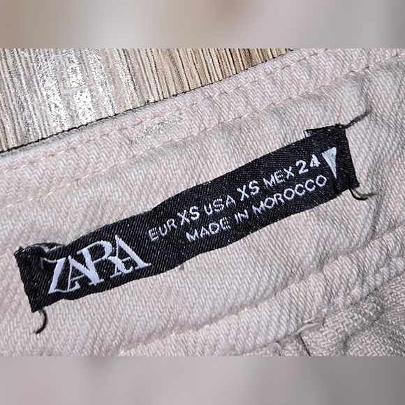 ZARA Canvas Utility Cargo Wide Leg Baggy Pants Skater Grunge Women's XS 28 Waist - Picture 4 of 5